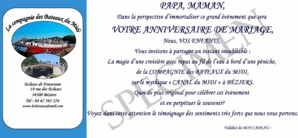Bon Cadeau Les Bateaux du midi
