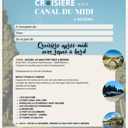 BON CADEAU Après-midi avec repas à bord téléchargeable